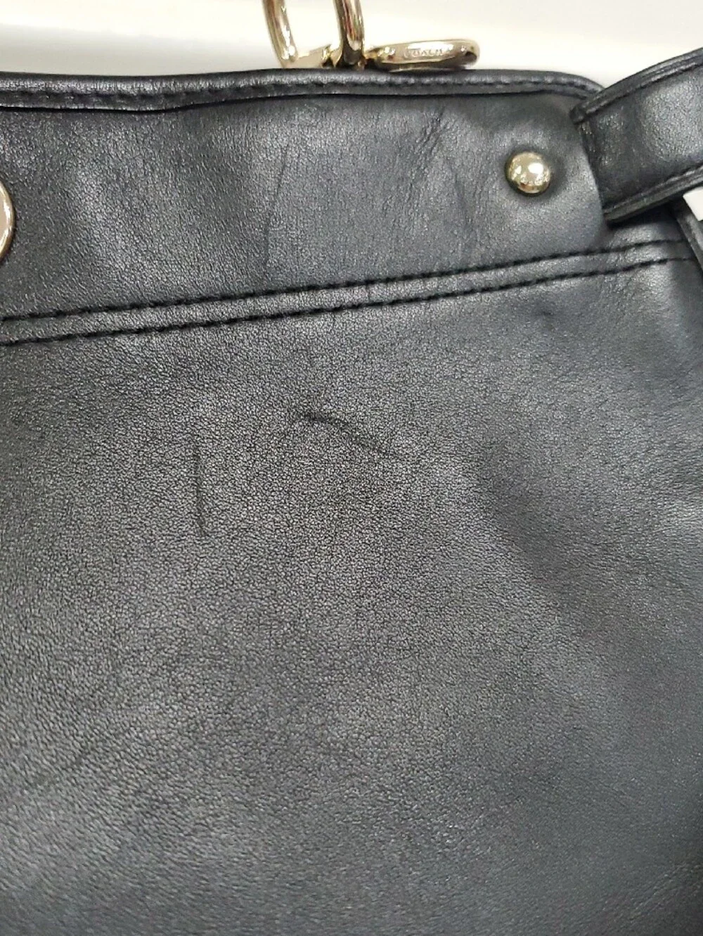 COACH Gramercy Black Leather Satchel Bag